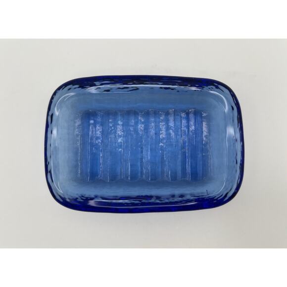 Fire and Light Recycled Glass Soap Dish Trinket Dish Cobalt Blue - Picture 2 of 11